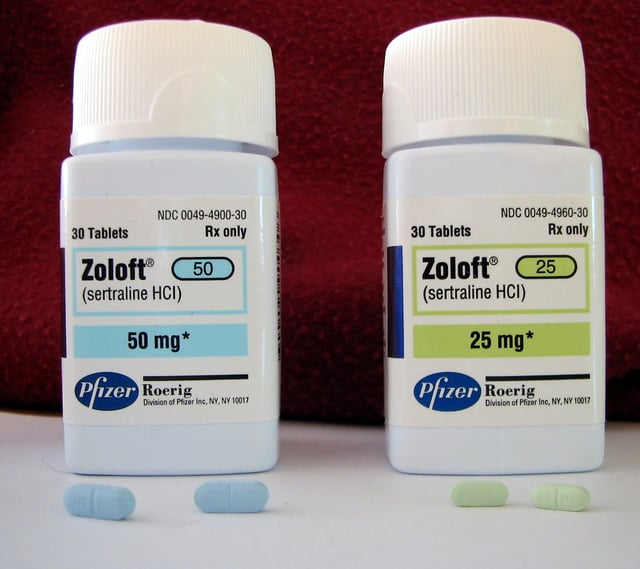 Bottles of the antidepressant Zoloft