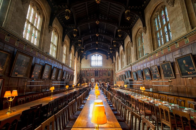 Dining hall at Christ Church. The hall is an important feature of the typical Oxford college, providing a place to both dine and socialise.