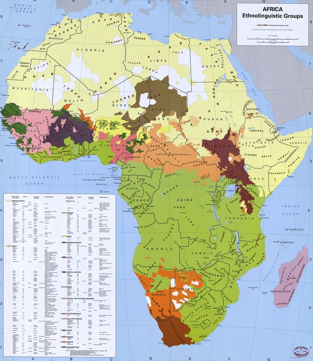Distribution of the Afroasiatic/Hamito-Semitic languages in Africa