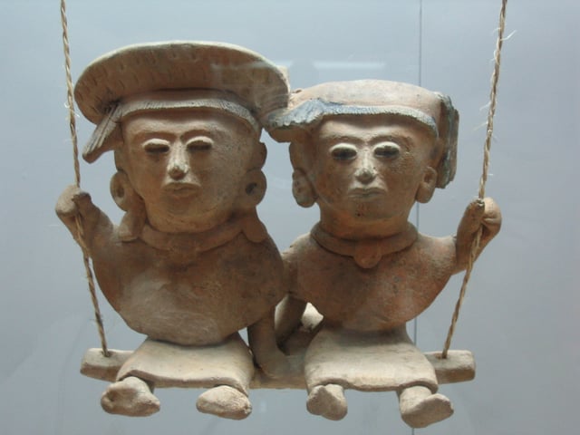 Fraternal love (Prehispanic sculpture from 250–900 AD, of Huastec origin). Museum of Anthropology in Xalapa, Veracruz, Mexico
