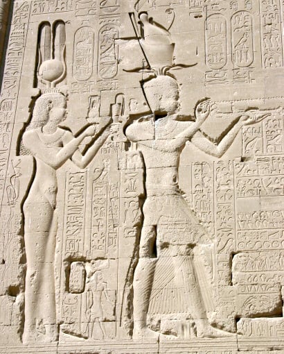 The Ptolemaic Queen Cleopatra VII and her son by Julius Caesar, Caesarion, at the Temple of Dendera.