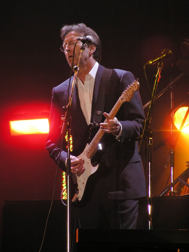 Clapton performing for Tsunami Relief Cardiff at the Millennium Stadium in Cardiff, Wales on 22 January 2005