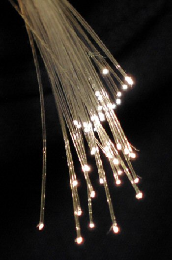Fiber optic cables are used to transmit light from one computer/network node to another