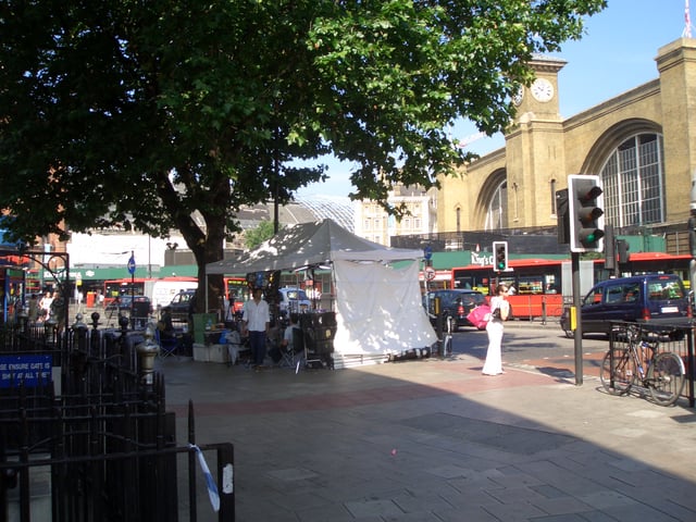 TV news tent at King's Cross station