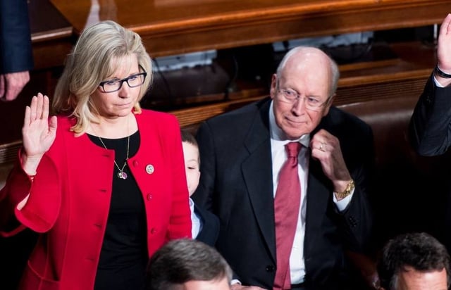 Cheney attending his daughter Liz's ceremonial congressional swearing-in ceremony in January 2017