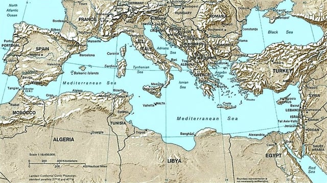 Map of the Mediterranean Sea