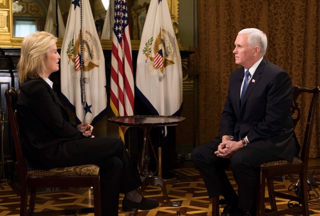 Van Susteren interviews Vice President Mike Pence in January 2018 for Voice of America