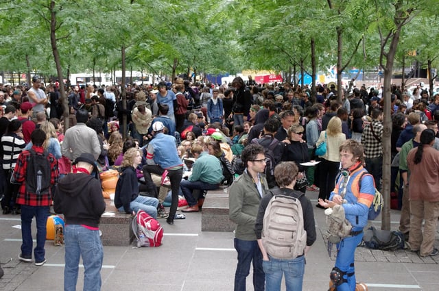 Beginning on September 17, 2011, Zuccotti Park was occupied by protesters.