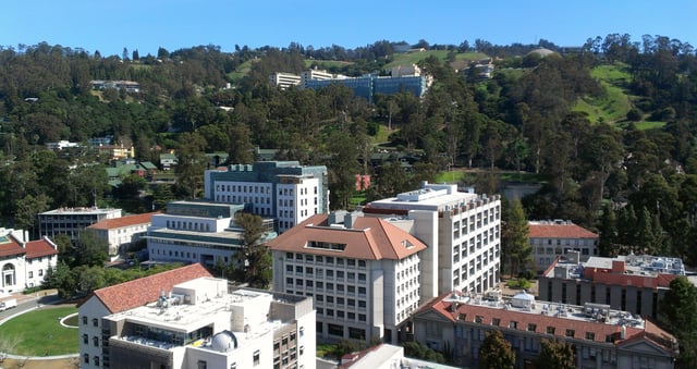 From left to right: Stanley Hall, Tan Hall and College of Chemistry Plaza