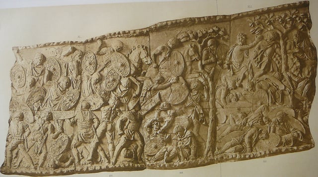 Battle scene between the Roman and Dacian armies