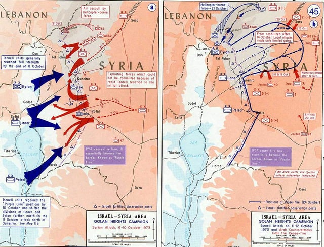 A map of the fighting on the Golan Heights