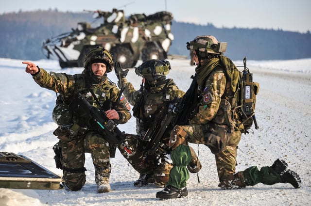 Slovenian soldiers of 3rd Company of 10th Regiment at a military exercise