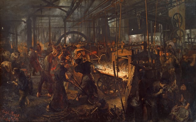 Steelworks at Königshütte, 1872-1875 ("Das Eisenwalzwerk" by Adolf von Menzel)
