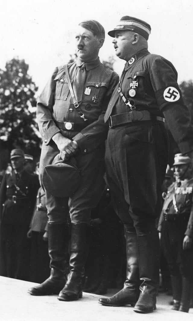Reichsparteitag (Nuremberg Rally): Nazi Party leader Adolf Hitler and SA-leader Ernst Röhm, August 1933