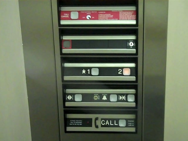 Typical passenger elevator control station