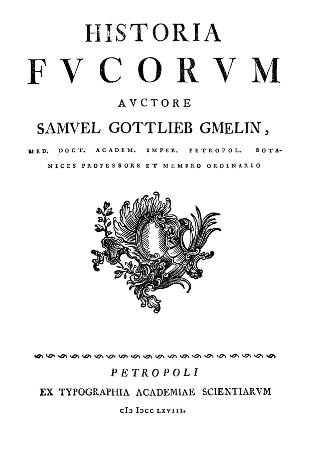 Title page of Gmelin's Historia Fucorum, dated 1768