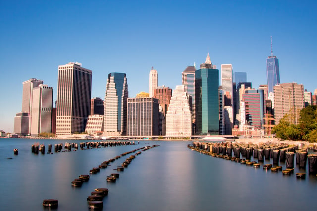 The Financial District of Lower Manhattan, seen from Brooklyn