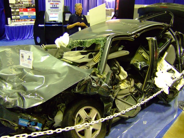 A 2005 Chevrolet Malibu involved in a rollover crash