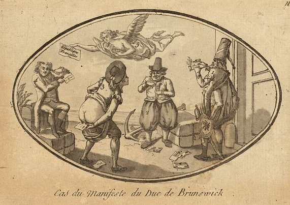 Anonymous caricature depicting the treatment given to the Brunswick Manifesto by the French population