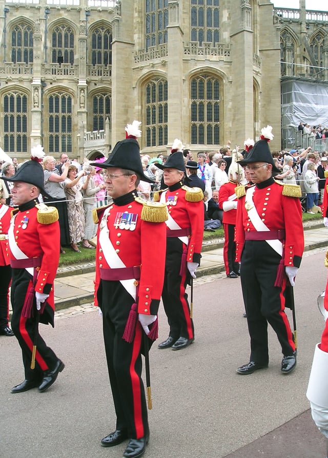 Military Knights of Windsor in the procession to the Garter Service