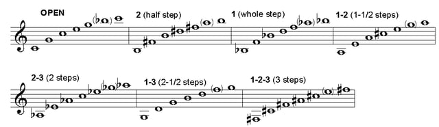 A step = a tone; a half step = a semitone