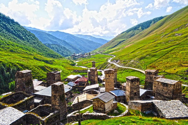 Svaneti defensive tower houses in Ushguli