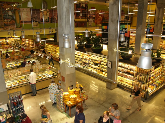 The Whole Foods Market on Bowery, in Manhattan, is the largest grocery store in New York City.