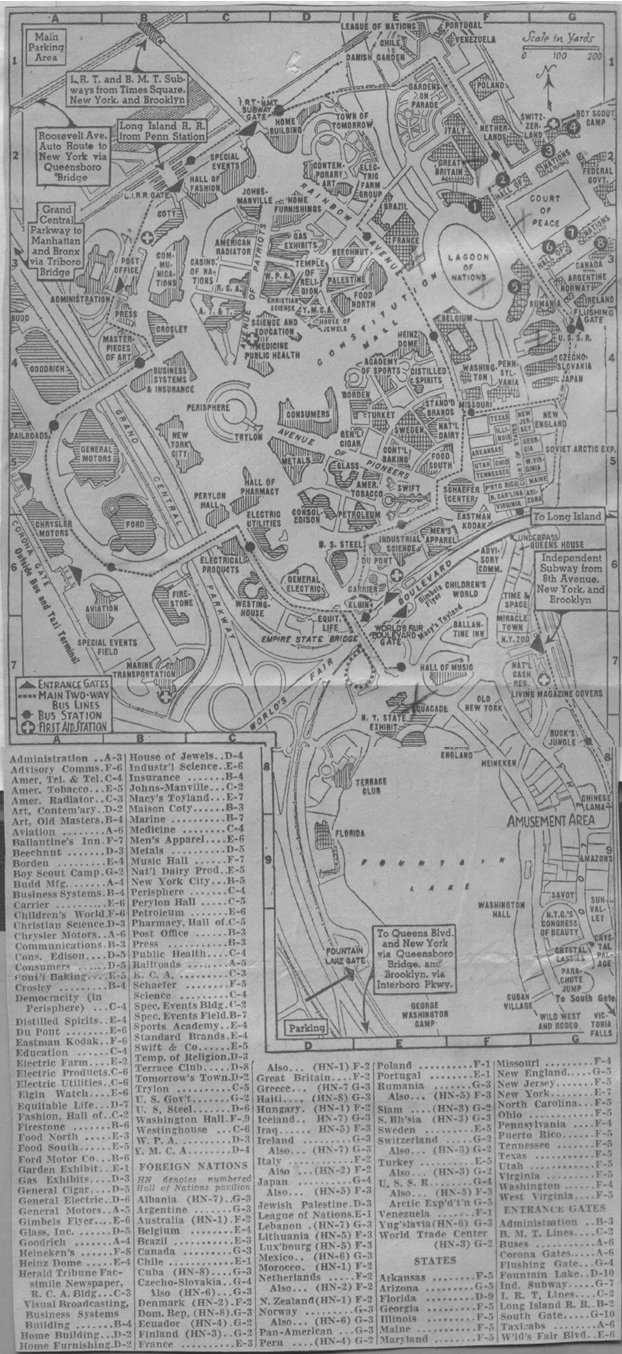 Map showing exhibit locations and transportation access