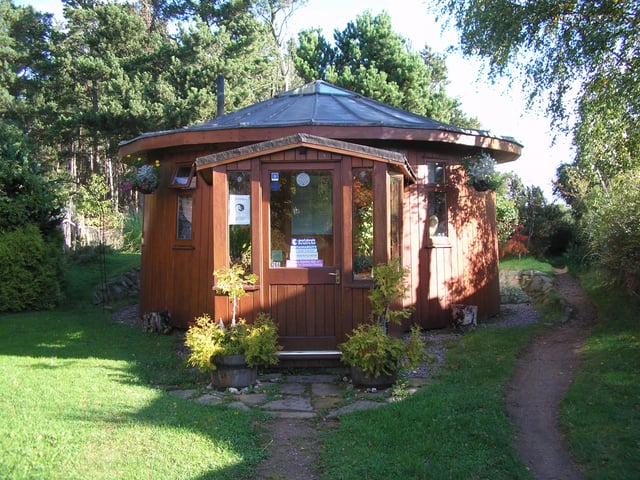 This barrel house was the first dwelling constructed at the Findhorn Ecovillage.