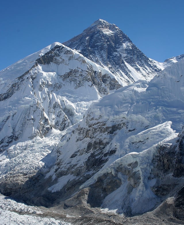 Mount Everest, the highest peak on earth, lies on the Nepal-China border.