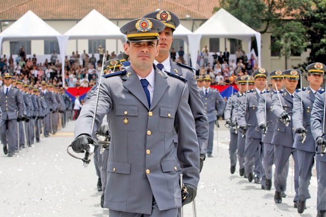 Training of soldiers of the Military Police of São Paulo State at the Military Police Academy of Barro Branco.
