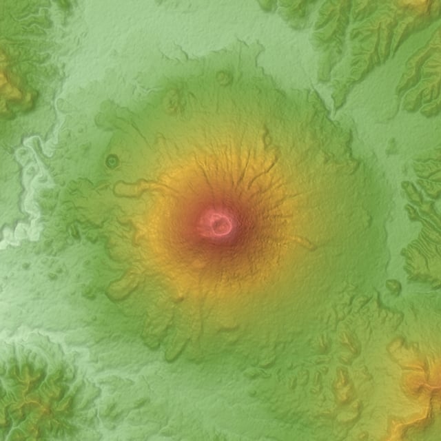 Relief map of Yotei volcano.
