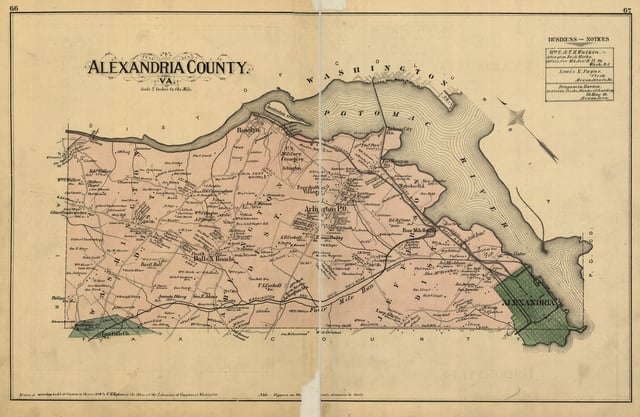 1878 map of Alexandria County, now (with the removal of Alexandria City) Arlington County