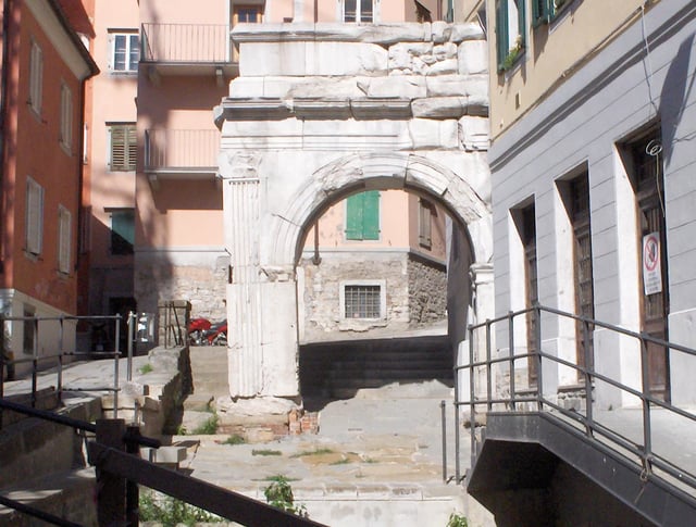 Remains of a Roman arch in Trieste's Old City
