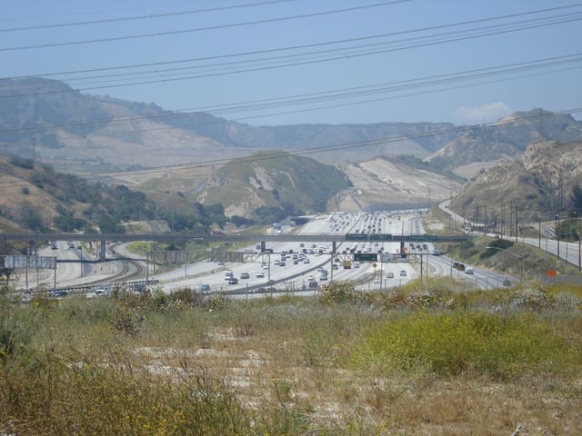 I-5 in the Newhall Pass Interchange where it intersects with I-210 and State Route 14 near Santa Clarita