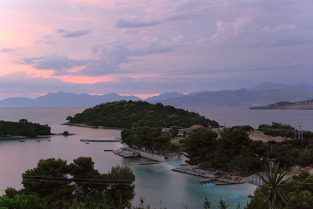 The Islands of Ksamil in the south of the Albanian Ionian Sea Coast.