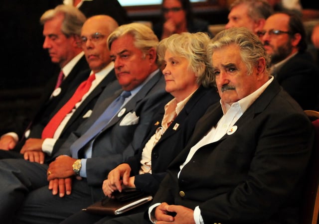 President José Mujica with former presidents of Uruguay in 2011