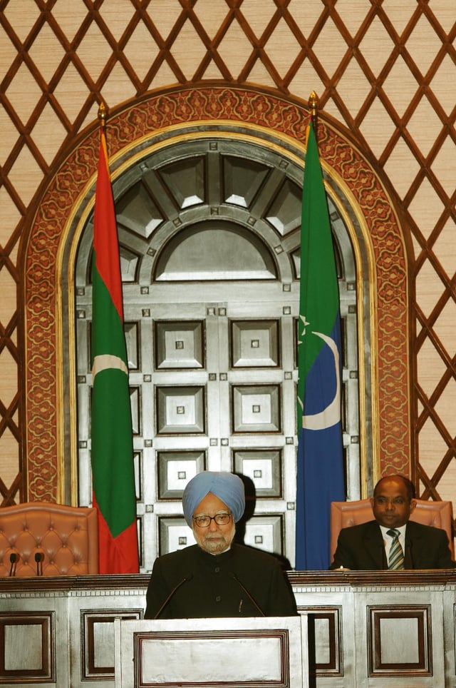 The Prime Minister of India addressing the People's Majlis in 2011
