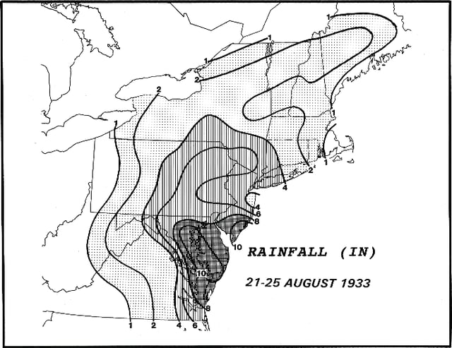 1933 hurricane rainfall across the Northeast