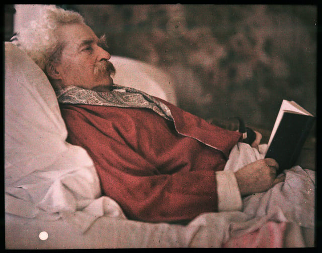 Twain photographed in 1908 via the Autochrome Lumiere process