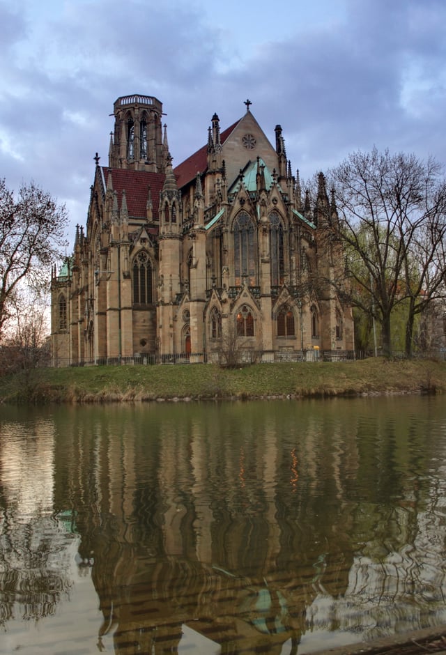 The Johanneskirche on the Feuersee, designed by Christian Friedrich von Leins