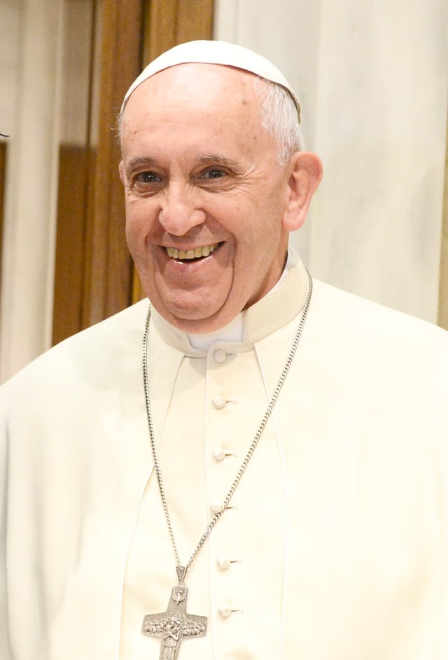Pope Francis, the current leader of the Catholic Church