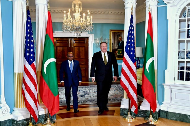 US Secretary of State Mike Pompeo hosts Maldivian foreign minister Abdulla Shahid