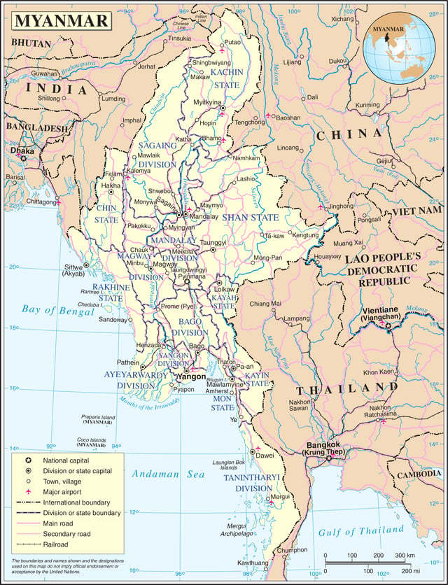 A map of Myanmar