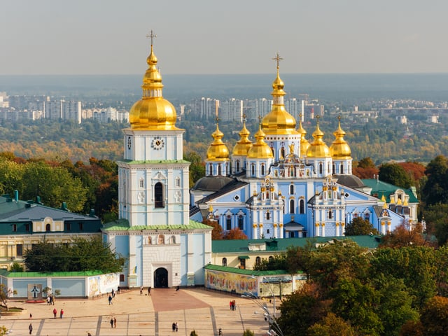 St. Michael's Golden-Domed Cathedral in Kiev, foremost example of Cossack Baroque and one of Ukraine's most recognizable landmarks