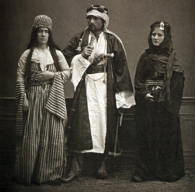 Two Bedouins and a Jewish woman in Aleppo, 1873