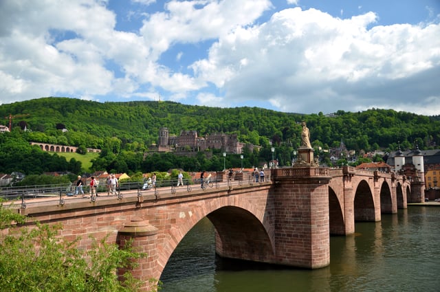 Heidelberg Castle with the Old Bridge in foreground, 2010