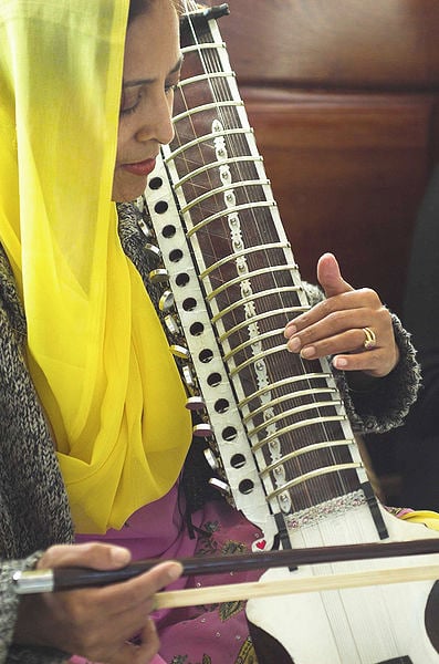 Woman playing the dilruba