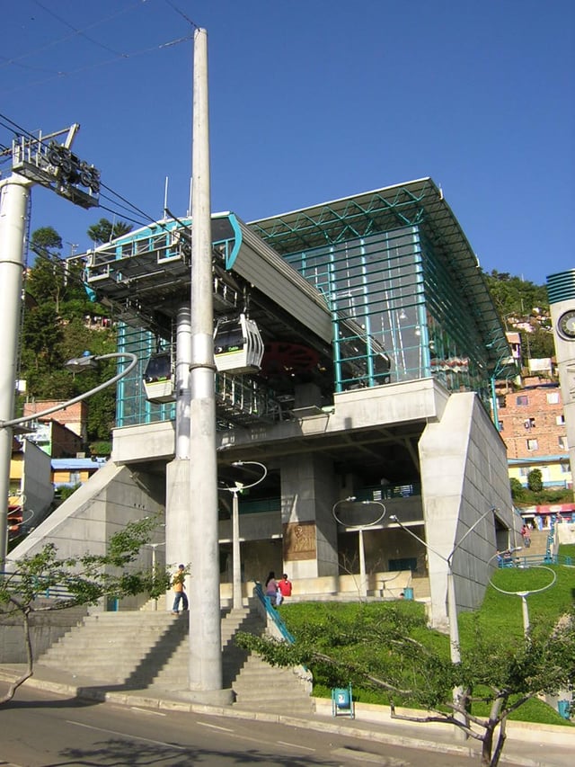 Medellín's Metrocable at Santo Domingo Savio station.