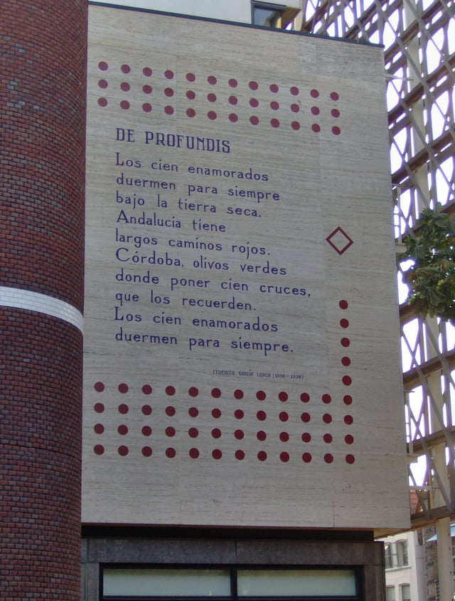 The poem De profundis in Leiden, Netherlands, the last of a set of 101 Wall poems in Leiden to be painted.